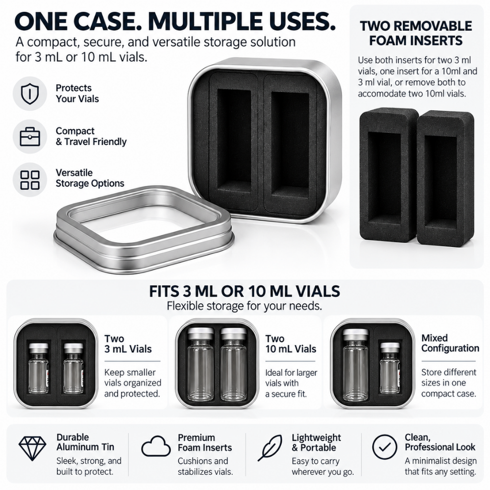Dual Vial Tin Container- 10 Pack