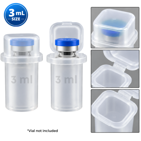 3 mL vial container flip-top shown with its flip-top closure