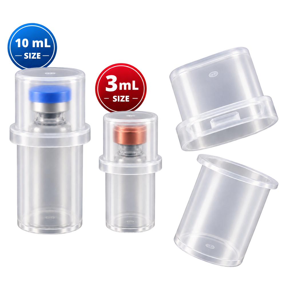 3 mL and 10 mL two-piece plastic vial containers