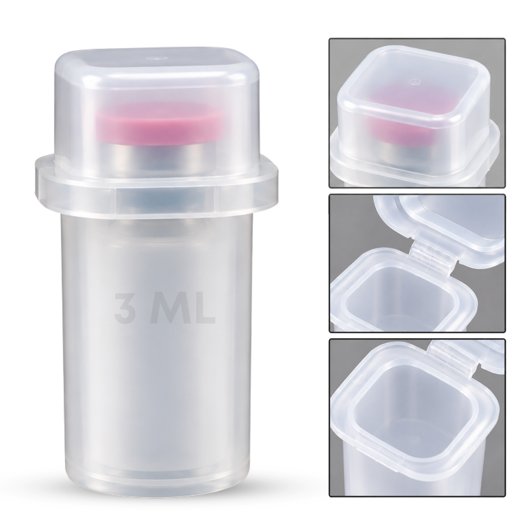 3mL Flip-Top Container- 50 Pack